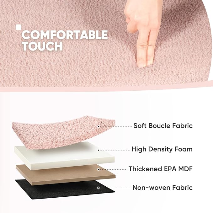 B FSOBEIIALEO Ottoman with Storage for Living Room, Sherpa Folding Storage Ottoman Foot Rest, 30 Inches Collapsible Bedroom Bench Pink