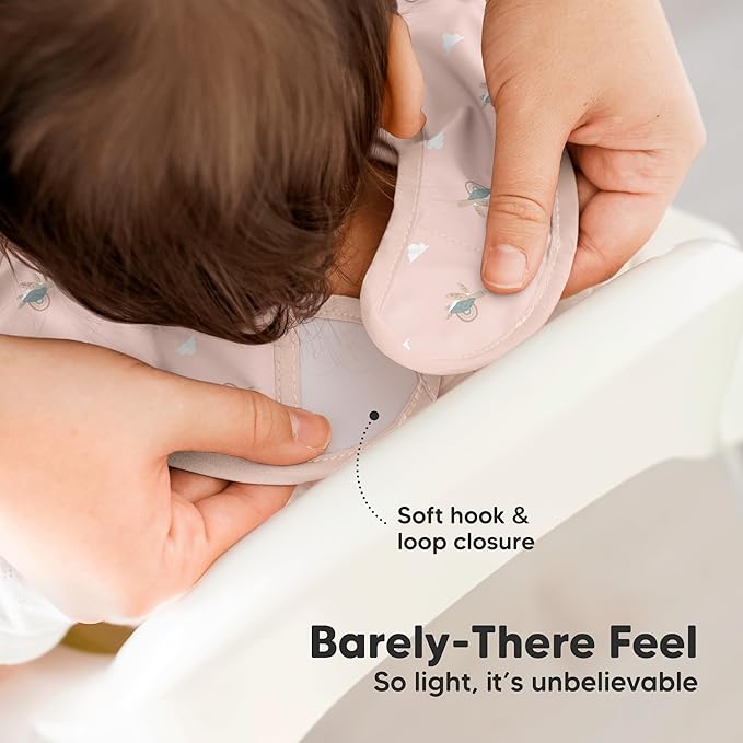 KeaBabies 3-Pack Waterproof Baby Bibs for Eating - Lightweight Toddler Feeding Bibs with Large Food Catcher, Mess Proof, Food-Grade Baby Eating Essentials, Easy to Put On & Clean (Marine Muse)