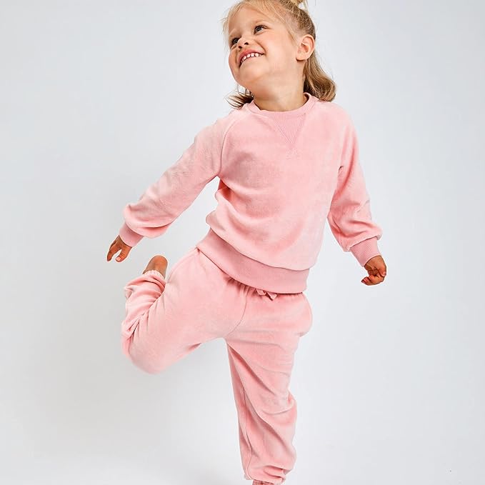 HonestBaby Baby 2-Piece Cozy Velour 100% Organic Cotton Sweatshirt and Jogger Sweatpants Set