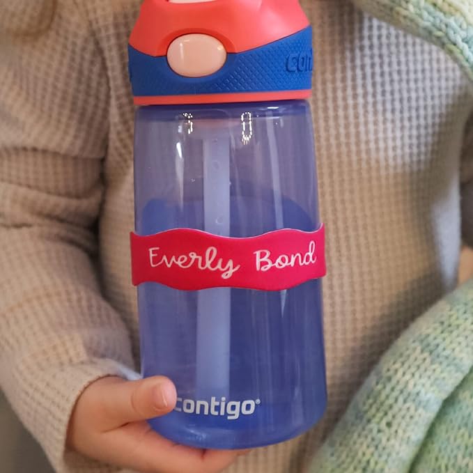 InchBug Orbit Labels Baby Bottle and Water Bottle Silicone Name Bands – Personalized Reusable Label Set for Daycare, Sippy Cups, Preschool, Elementary School, Dishwasher Safe, 4-Pack (Sea Glass)