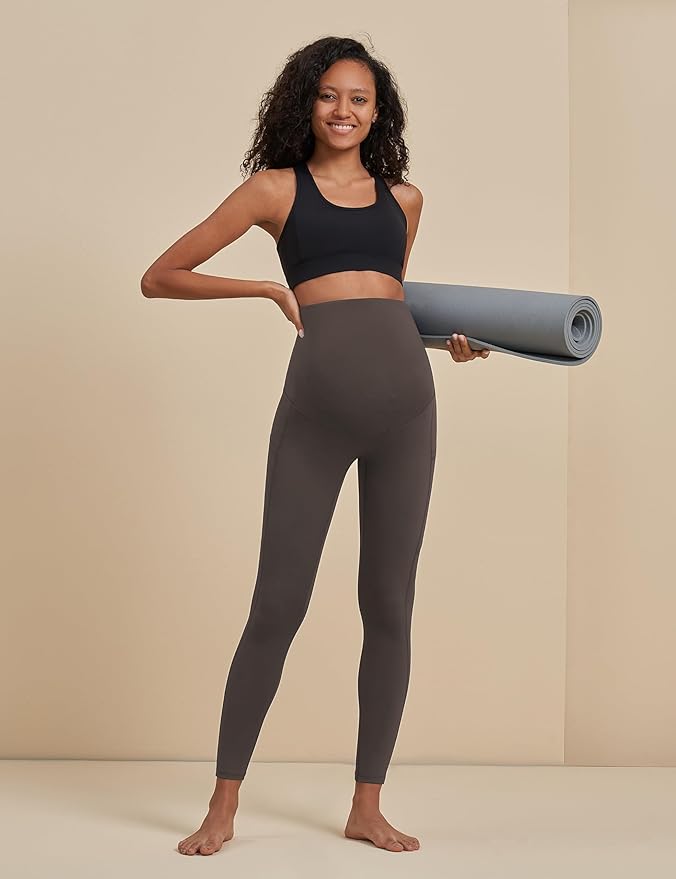 POSHDIVAH 3 Pack Women's Maternity Workout Leggings Over The Belly Pregnancy Yoga Pants with Pockets