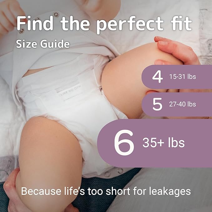 Bambo Nature Hypoallergenic Dream Baby Diapers, Premium Eco-Labeled Sustainable Diapers, Enhanced Leakage Protection, Totally Chlorine-free, Skin Friendly, and Super Absorbent - Size 6 (288 Count)