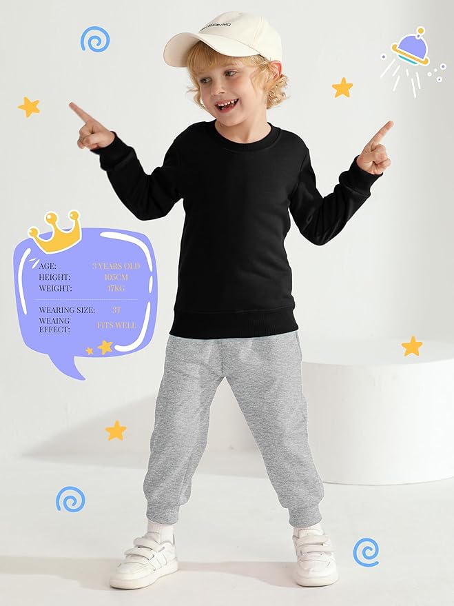 HXP 4 Pack Toddler Boys Sweatpants Pure Cotton Toddler Sweatpants Boys Kids Joggers Pants with Pocket Drawstring