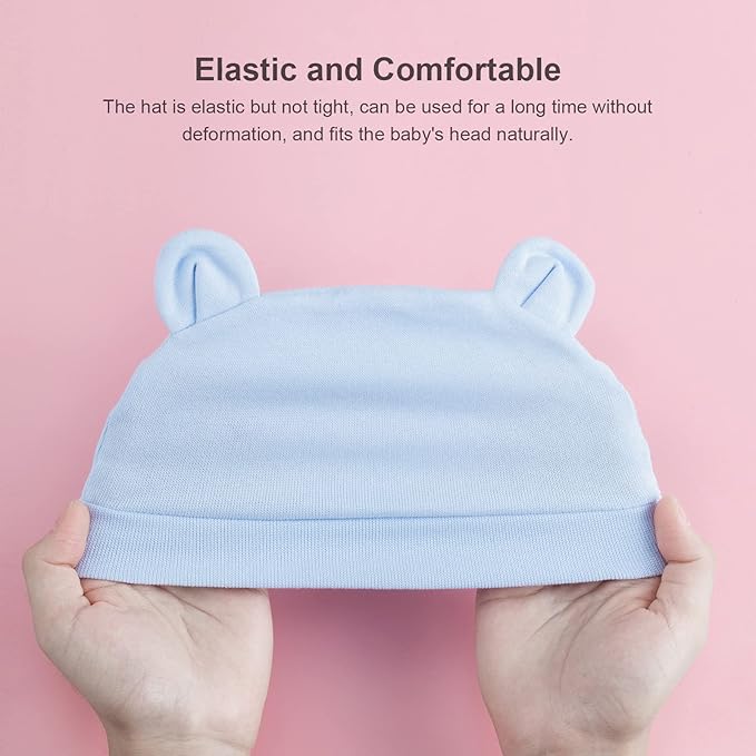 DRESHOW BQUBO 6 Pack Baby Hats for Boys Girls Unisex Baby Hat Soft Knit Cap Nursery Beanie for Newborn Infant Toddler Kid