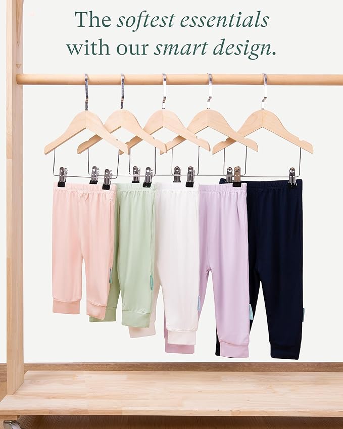PurComfy Supersoft Baby Pants, 2-Pack Premium Bamboo Viscose Jogger Pants, Elastic Waist, Unisex 0-24 Months