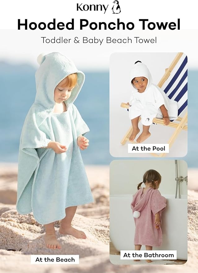 Konny Baby Hooded Towel Plush Thick & Cozy Soft-Touch Absorbent Rayon from Bamboo Cotton Baby Bath Beach Towel, Oeko-TEX, Newborn Boys Girls Toddler (Beige, Large)