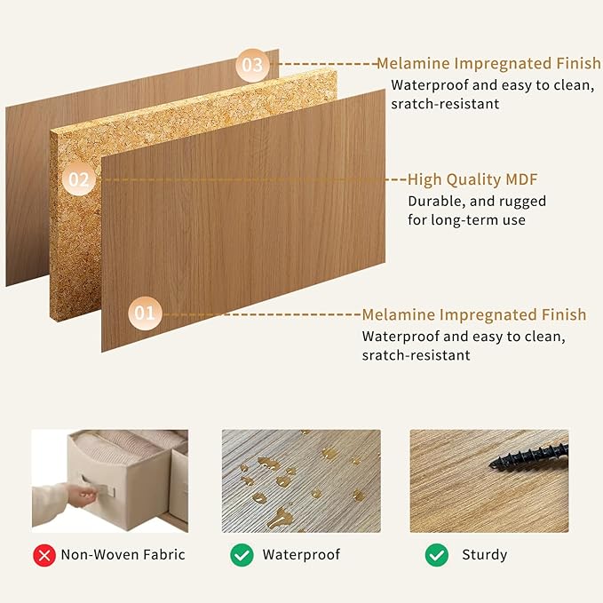 8 Drawer Dresser for Bedroom, Modern Fluted Double Dresser, 55" Wide Chest of Dressers, Mid Century Wooden Beside Table for Closet, Living Room and Entryway, Natural