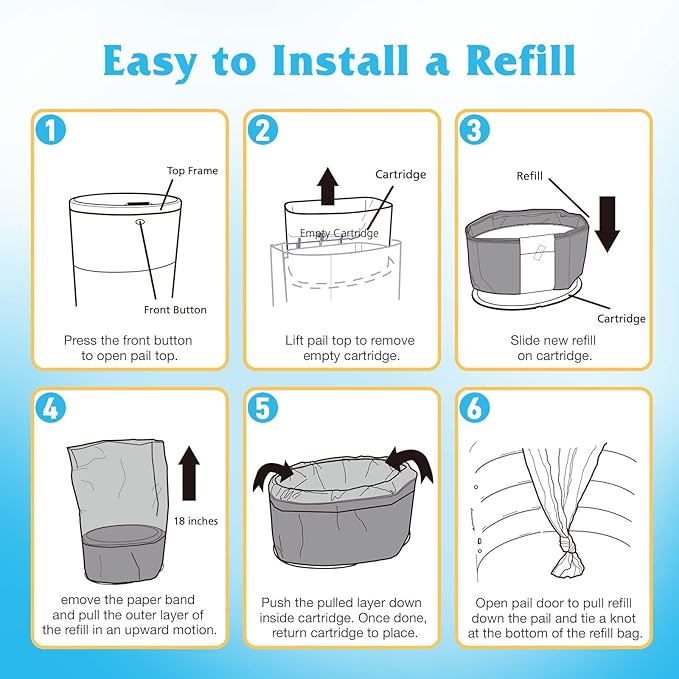 10 Pack Diaper Pail Refill Bags Compatible with Dekor Plus Diaper Pail, 40% Extra Length Refills Holds up to 7540 Diapers, Thickened Multi-layer Odor Control (Baby Scent)