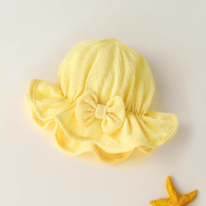 YOUNGER TREE Infant Baby Girls Swimsuit Long Sleeve Swimsuits One Piece Swimsuit Solid Color Bathing Suit with Hat, UPF 50+