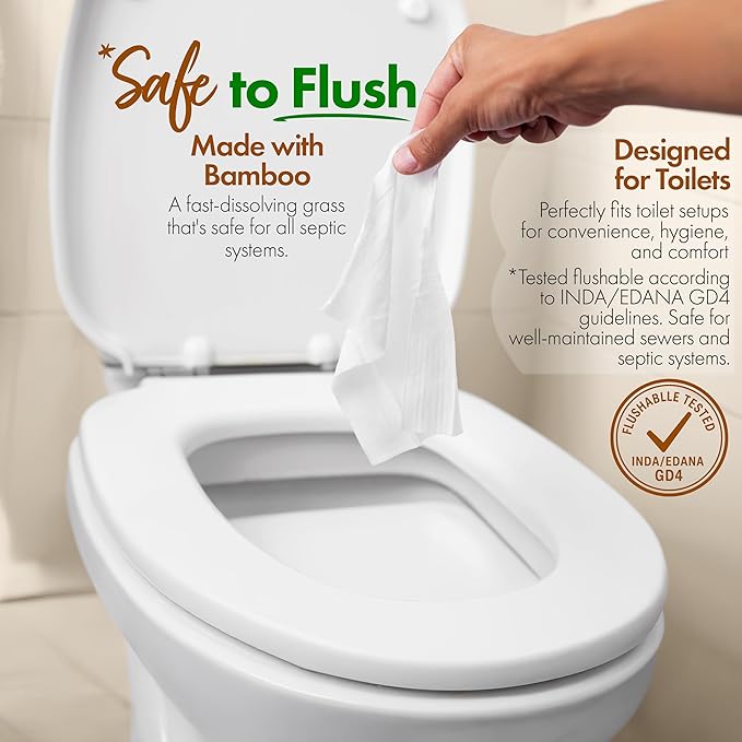 Weemium Bamboo Wipes – Pack of 4 (240 XL Flushable Wipes) – Organic, Tree-Free, FSC Certified & Septic Safe – 99% Water, Unscented & Sensitive Skin Safe – Biodegradable, Compostable & Eco Friendly