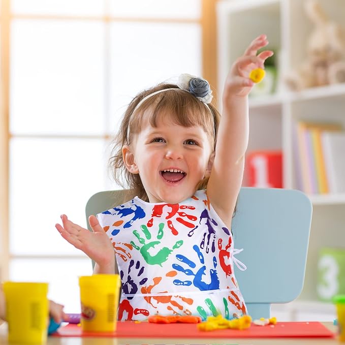 SATINIOR 2 Pieces Kids Art Smock Toddler Apron Waterproof Painting Artist Apron Sleeveless with 3 Pocket for Age 3-10 Years