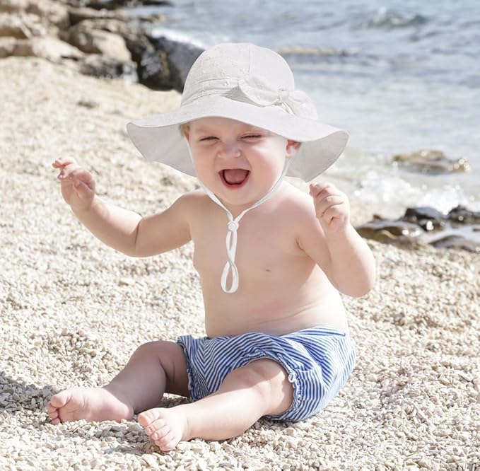 Baby Girl Sun Hat Summer Foldable Beach Hats with UPF50+ Sun Protection Wide Brim Toddler Bucket Hat Cap