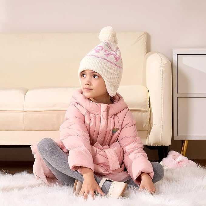 Moon Kitty Baby Girls Earflaps Knit Hats Infant Baby Beanies6-12Months