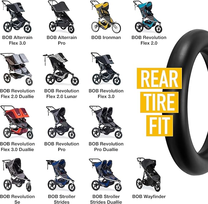 BOB Stroller Front & Rear Tire Tube Replacement [12.5" & 16"] 2-Pack – Inner Tubes for Wayfinder, Alterrain, Revolution Flex/Pro/SE, Strides, Ironman & Duallie Joggers