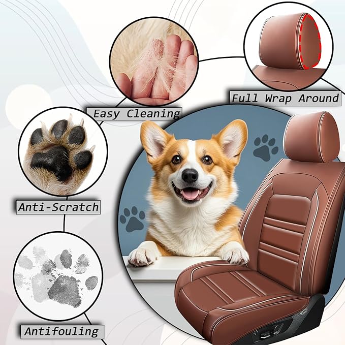Seat Cover for Chrysler Car Town and Country 2000-2016 | Car Seat Covers Front Seats, Waterproof Seat Protectors, Automotive Front Seat Covers (Front Seat, Coffee)