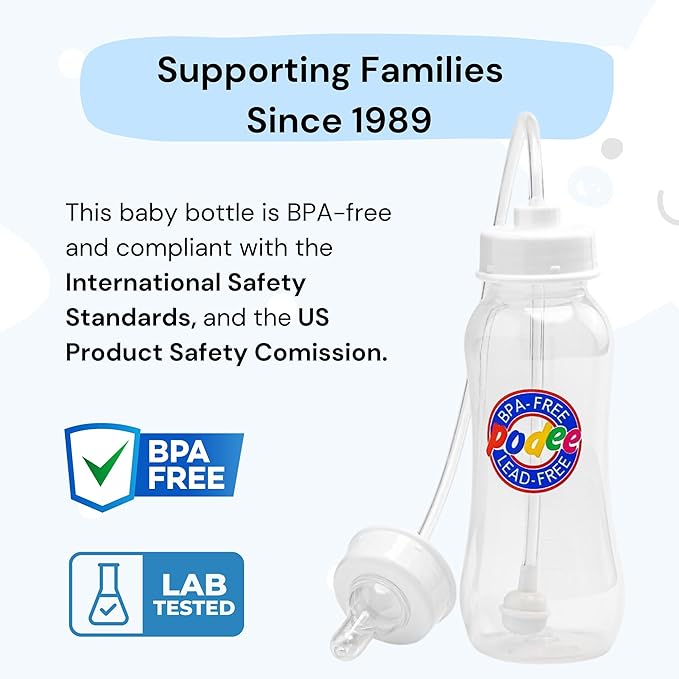 Hands-Free Baby Bottle - Anti-Colic Nursing System 9 oz Baby Bottle with Fast Flow Nipple/Teat 3m+ Infant with Tube Straw Feeding System for Toddler (1 Pack - Classic)