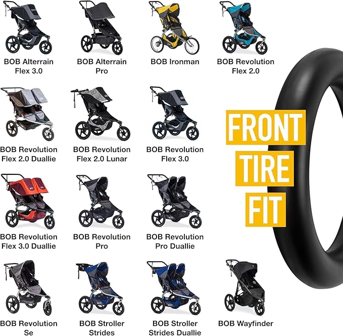 BOB Stroller Front & Rear Tire Tube Replacement [12.5" & 16"] 2-Pack – Inner Tubes for Wayfinder, Alterrain, Revolution Flex/Pro/SE, Strides, Ironman & Duallie Joggers