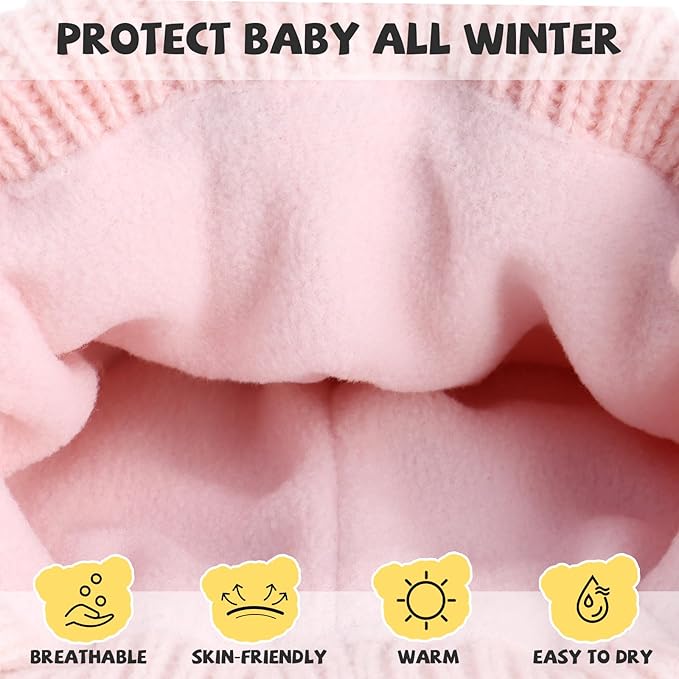 Duoyeree Cozy Baby Beanie with Earflaps and Fleece Lining - Winter Hat for Baby Boys & Girls