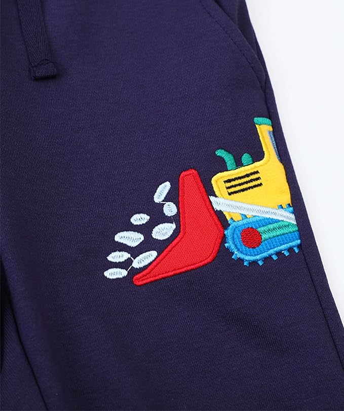 LOKTARC 2 Pack Boys Drawstring Sweatpants Cute Pattern Cotton Sport Jogger Pants