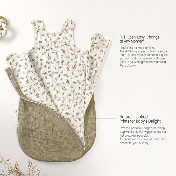 lulumoon Sleep Sack Muslin for Baby: Cotton Wearable Blanket for 15-24 Months - Soft Lightweight Ideal for Nursery Lounge Nighttime Naptime