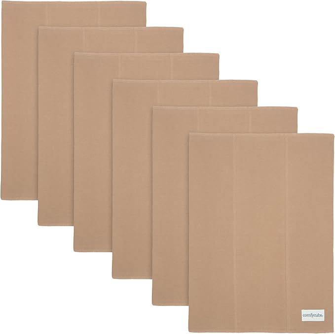 Comfy Cubs Baby Burp Cloths Set (Pack of 6) - Large, 6-Layer, Ultra Absorbent 100% Cotton for Infant Spit-Up, Drool, and Messes - Soft, Gentle, Thoughtful New Born Baby Gifts, Cedar