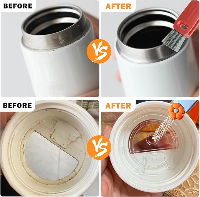 FANTEXY 3 in 1 Cup Lid Cleaning Brush Set, 3 Pieces Multifunctional Bottle Cleaning Brush, Bottle Cleaner Brush for Coffee Cups Lid Gap, Portable Cup Lid Cleaning Tools Cleaner Brush