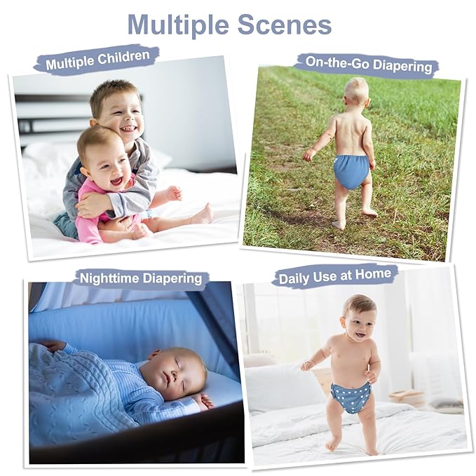 babygoal Baby Boy Cloth Diapers 6 Pack with 6pcs Inserts and Wet Bag, Reusable Waterproof Diaper Covers for Toddlers with Snap Closure