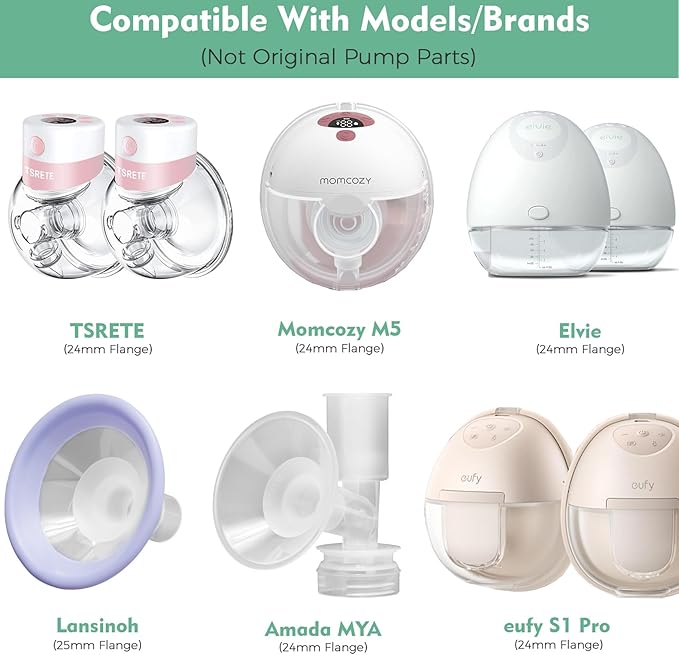 17mm Silicone Flange Inserts Compatible with Elvie Stride for Lansinoh for Medela for Spectra for eufy for Momcozy S9 S12 M5 M9 for Bellababy, Pump Parts Reduce 24-25mm elastic nipple to 17mm