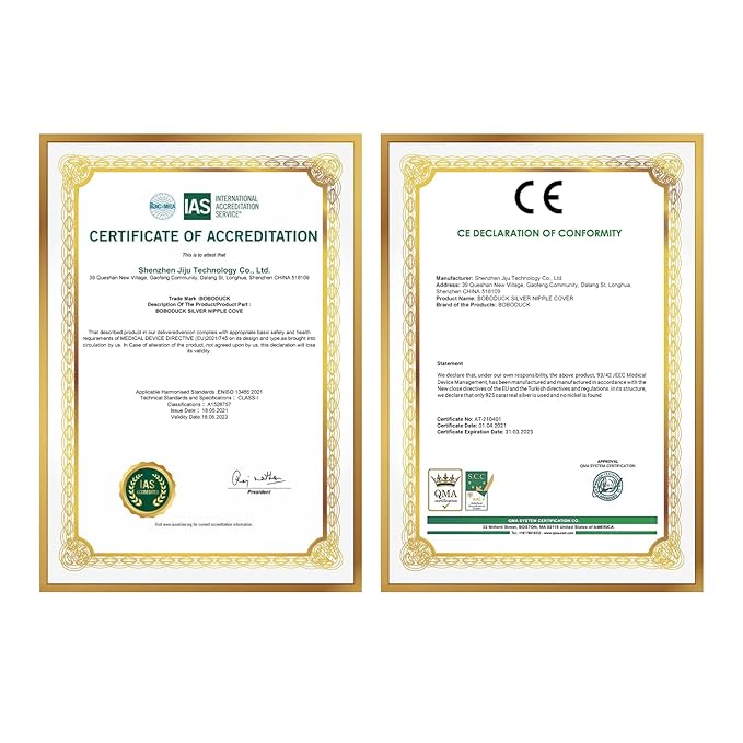 Boboduck Nipple Shields for Nursing Newborn - Trilaminate 999 Silver Nursing Cups Soothe Your Nursing Nipple, Newborn Essentials Nipple Pads, Nipple Covers Protector for Breastfeeding (Standard Size)