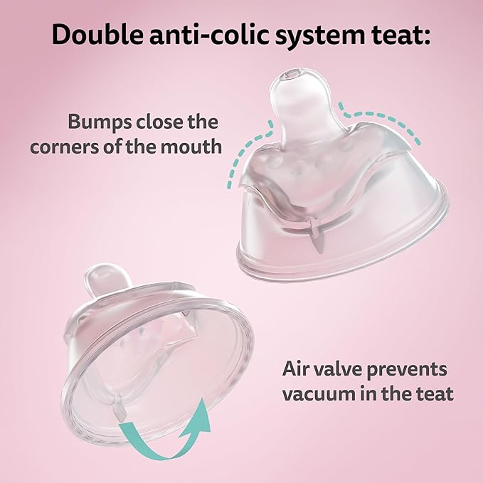 Herobility Double Anti-Colic Baby Bottles – 8.5 fl oz/240ml – 4-Pack – Multicolor – Denim, Black, Dusky Green, Gray