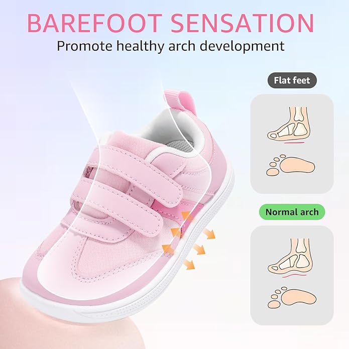 Toddler Wide Toe Box Barefoot Shoes Boys Girls Sneakers Zero Drop Kid Tennis Running Shoes Lightweight Non-Slip Comfortable Infant First Walking Shoe Outdoor Activities School