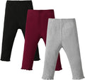 SOBOWO Baby Girl Leggings Pants Toddler Girls Solid Ribbed Pants 3 Pack Ruffle Bottoms Trouser Fall Winter Clothes 9M-3T
