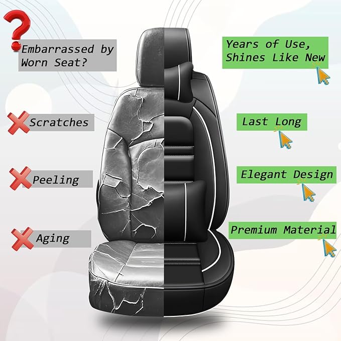 Car Seat Covers for Nissan Car Xterra 2000-2015 | 5-Seats Seat Covers, Waterproof Seat Protectors, Automotive Seat Covers (Full Set with Pillow,Black&White Line)