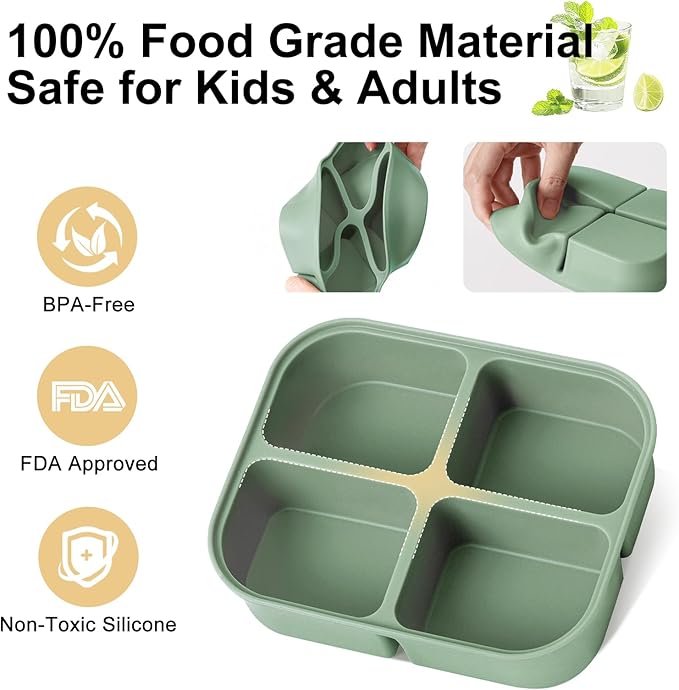 Ice Cube Tray 2 Pack – Stackable Large Silicone Ice Cube Freezer Molds & Easy Release Square Ice Cube Maker with Removable Lid BPA Free for Cocktail,Whiskey，Soup Baby Food