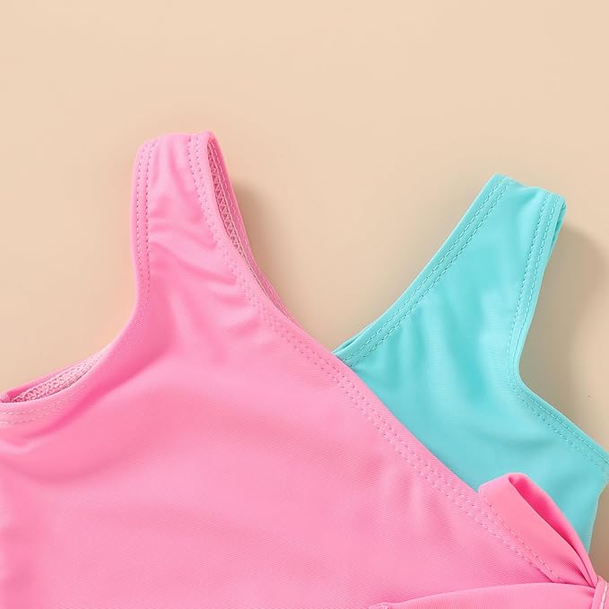 Happy Town Toddler Swimsuit Girl One Piece Bathing Suit Color Block Swimwear Baby Summer Beach Wear