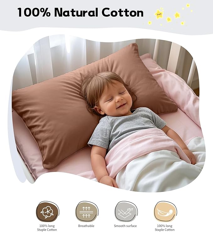 Deep Dream Toddler Pillowcases for 13x18 Pillow 2 Pack, 100% Cotton Travel Pillow Case Cover, 600 Thread Count Cotton Pillow Covers, Soft & Breathable Small Pillow Cases Envelope Closure, Coffee Brown