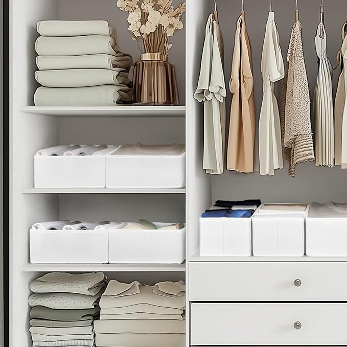 Criusia Drawer Organizer Clothes, 10 Pack Dresser Organizer for Baby Clothes, Underwear, Sock- Foldable Closet Organization and Storage Dividers Bins for Nursery, Bedroom (White)