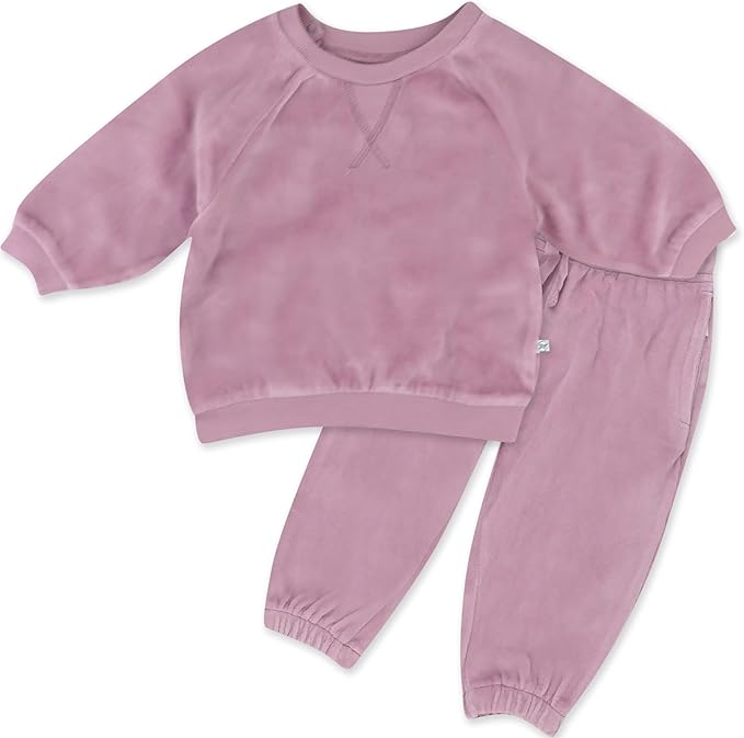 HonestBaby Baby 2-Piece Cozy Velour 100% Organic Cotton Sweatshirt and Jogger Sweatpants Set