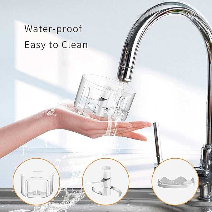 Electric Mini Garlic Chopper,Food Processor,Portable Cordless Garlic Mincer Masher,Meat Grinder with USB Charging For Vegetable,Chili,Fruits,Ginger,Baby Food,Seasoning 250ml(White)