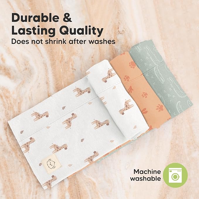 Organic Burp Cloths Baby Boy, Girl - 6-Pack Large Cotton Burping Cloths for Babies, Spit Up Rags, Super Absorbent, Ultra Soft Newborn Rag, Gender Neutral, Machine Washable, Durable (Wilderness)