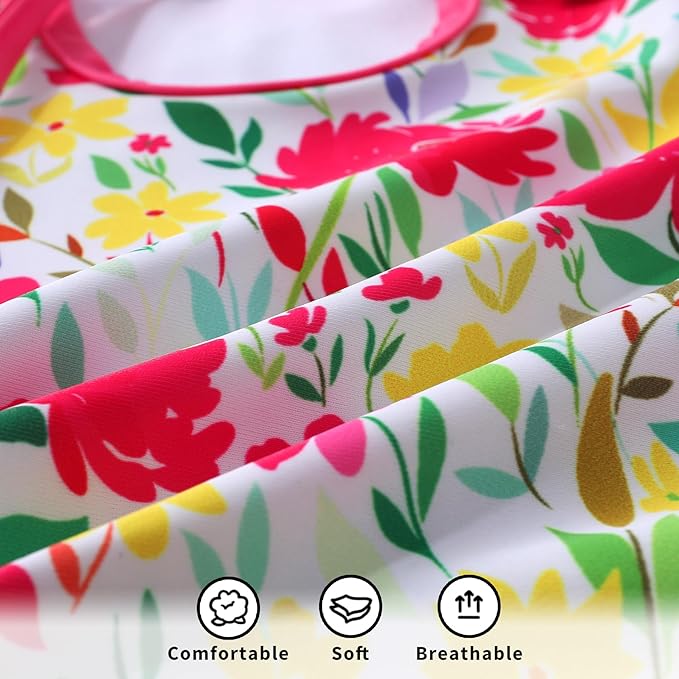 YOUNGER TREE Infant Baby Girls Swimsuit Long Sleeve Swimsuits One Piece Swimsuit Solid Color Bathing Suit with Hat, UPF 50+