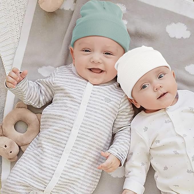 DRESHOW BQUBO 6 Pack Baby Newborn Hats Set for Unisex Infant Newborn Toddler Soft Beanie Hat for Boys Girls 0-24 Months