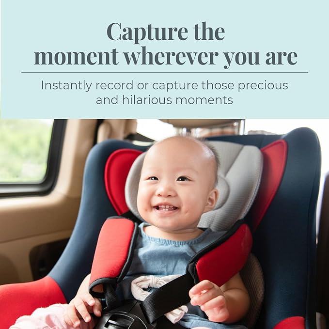 Tiny Traveler Baby Monitor Portable Baby Car Camera with Add-On Camera & Travel Kit, Night Vision HD 720p 5" Touchscreen, Battery Powered, Split-Screen, Travel Pouch Included - Black
