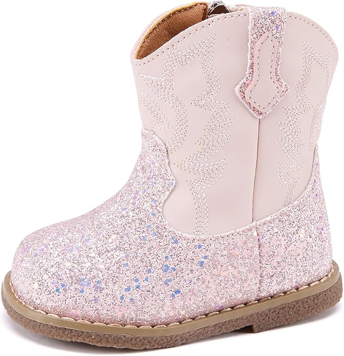 BMCiTYBM Baby Cowboy Cowgirl Boots Infant Western Shoes Boys Girls Round Toe Boots All Seasons 6-24 Months
