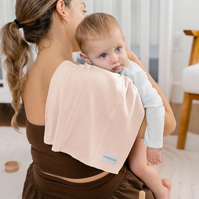 Comfy Cubs Baby Burp Cloths Set (Pack of 10) - Large, 6-Layer, Ultra Absorbent 100% Cotton for Infant Spit-Up, Drool, and Messes - Soft, Gentle, Thoughtful New Born Baby Gifts, Blush