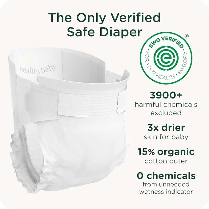Our Diapers | EWG Verified Safe & Plant-Based Diapers | Leak Protection | Soft Organic Cotton Shell | Chlorine-Free Diaper for Sensitive Skin | Size 5 (27-35 lbs) 90 Count