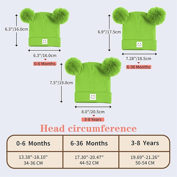 AZJ Baby Beanie Hat Toddler Infant Winter Knitted Hat Kids Soft Warm Pom Pom Beanie Cap for Boys Girls