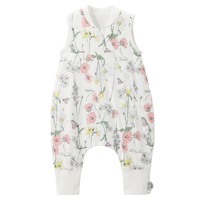 Duomiaomiao 0.5 TOG Toddler Sleep Sack 24-36 Months 100% Cotton Lightweight Baby Sleep Sack with Feet, Breathable Comfy Toddler Wearable Blanket