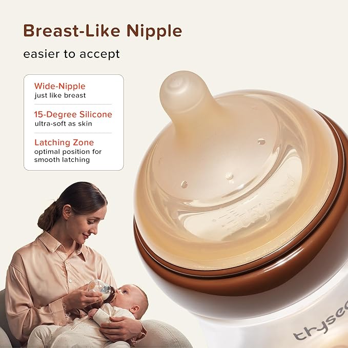 Thyseed PPSU Natural Anti-Colic Baby Bottles | Newborn Breast Like Nursing Bottle for Breastfed Babies with Nipple(2-3 Months),5oz,1pack