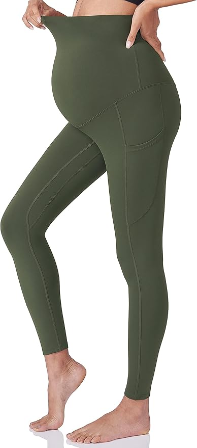 POSHDIVAH 3 Pack Women's Maternity Workout Leggings Over The Belly Pregnancy Yoga Pants with Pockets